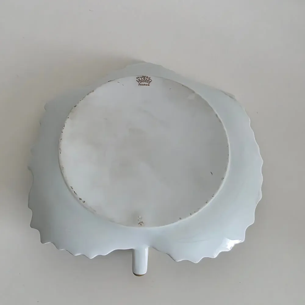 Royal Limoges France Handled Serving Plate Gold Floral Porcelain 7.5